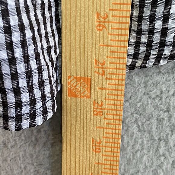 Womens Academia Whimsigoth 4XL Black & White Gingham Plaid Stretch Top Blouse - Picture 4 of 8